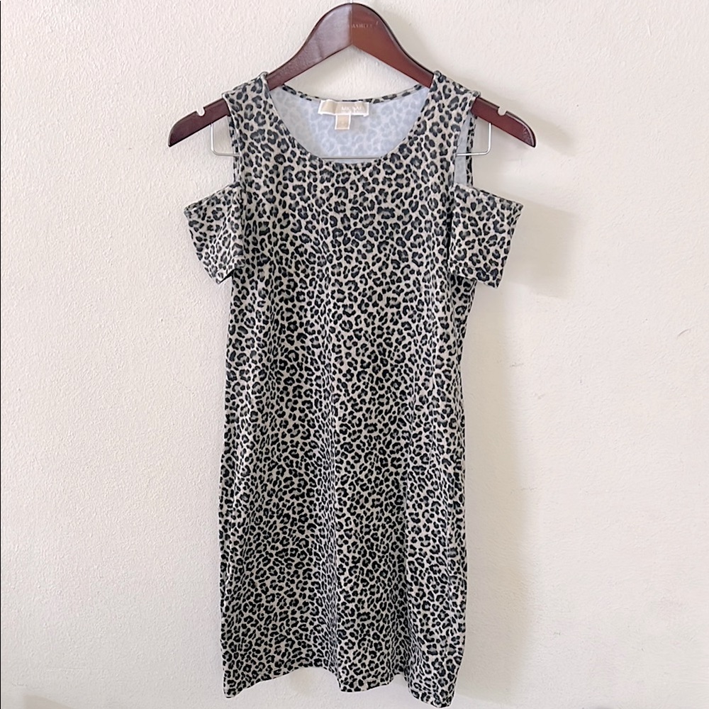 Michael Michael Kors Leopard Print Pencil Dress ColdShoulder Sz Small Graduation
